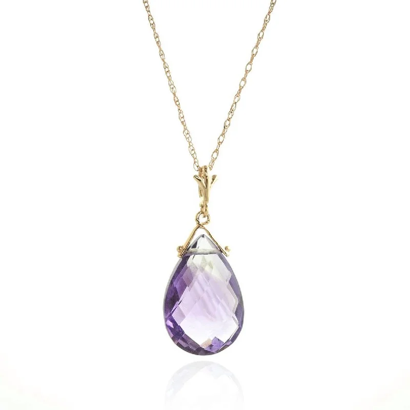 Fir sprig necklace-5.1 Carat 14K Solid Yellow Gold Sweet Kiss Amethyst Necklace