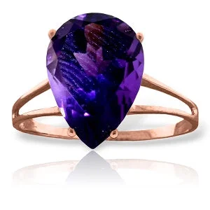 Vault charm necklace-5 Carat 14K Solid Rose Gold Sensuality Purple Amethyst Ring