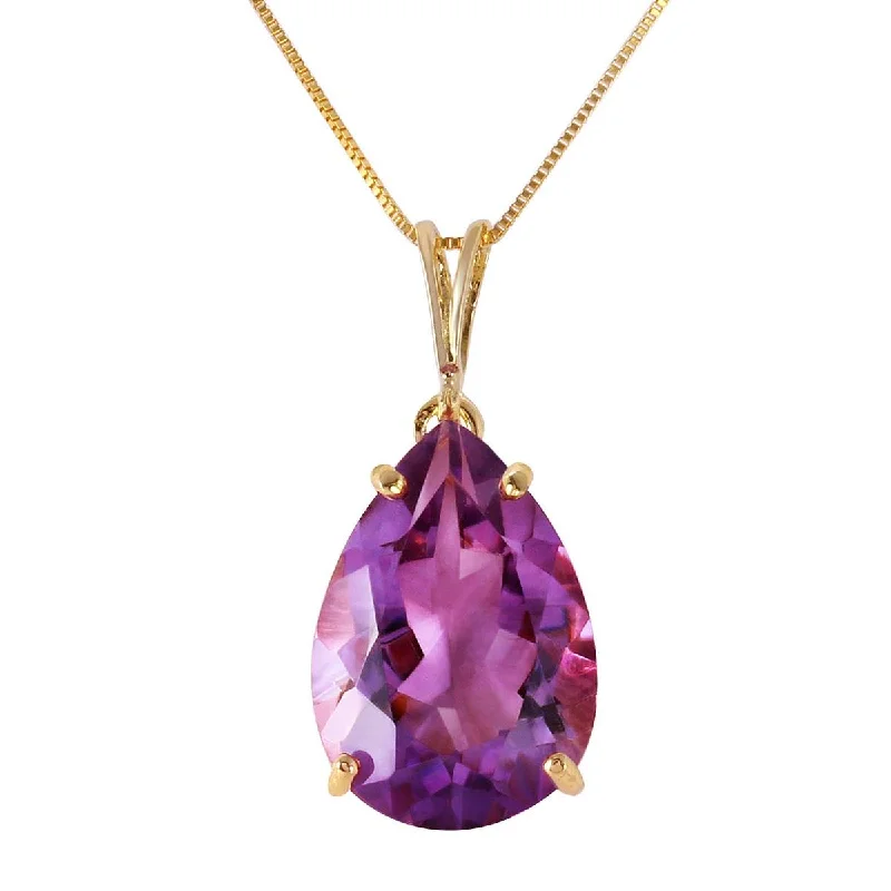 Pear-shaped zircon necklace-5 Carat 14K Solid Yellow Gold Reality Bites Amethyst Necklace