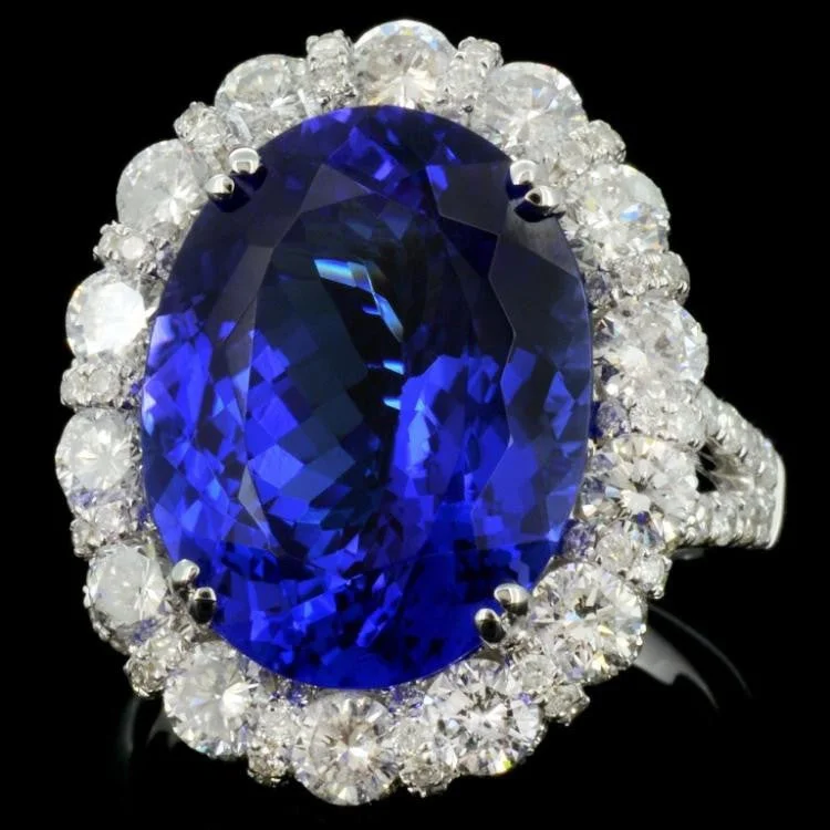 Daisy flower ring-9.58 Tanzanite and 2.62 Diamond 18K White Gold Ladies Ring by Michael Christoff