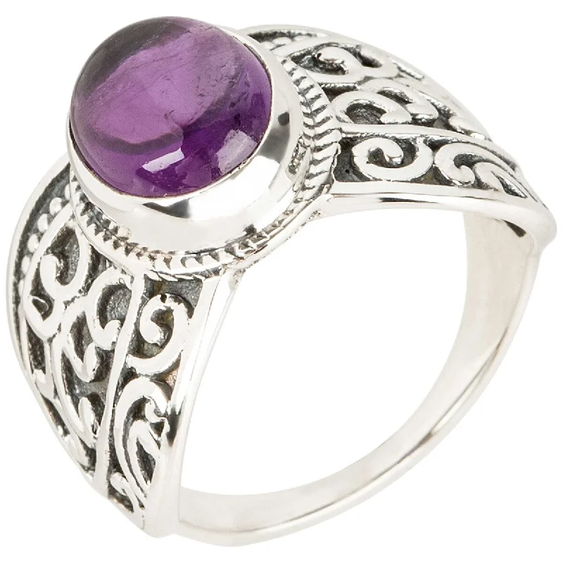 Brass cast ring-925 Sterling Silver African Amethyst Solitaire Ring