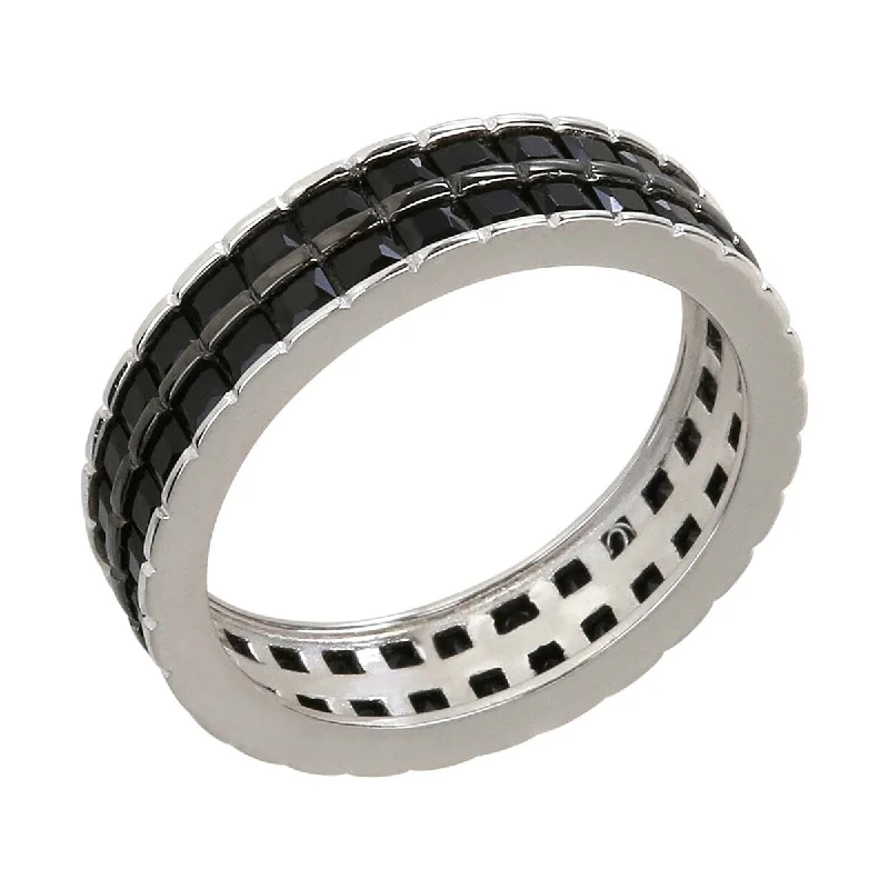 Soft hue ring-925 Sterling Silver Black Spinel Eternity Band Ring