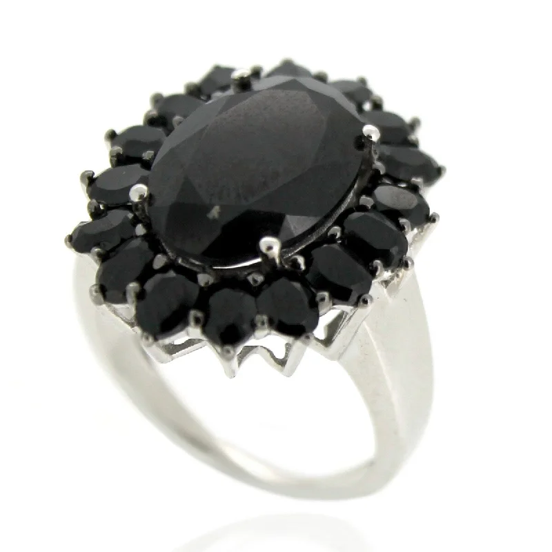 Streaked stone ring-925 Sterling Silver Black Spinel Gemstone Solitaire Ring