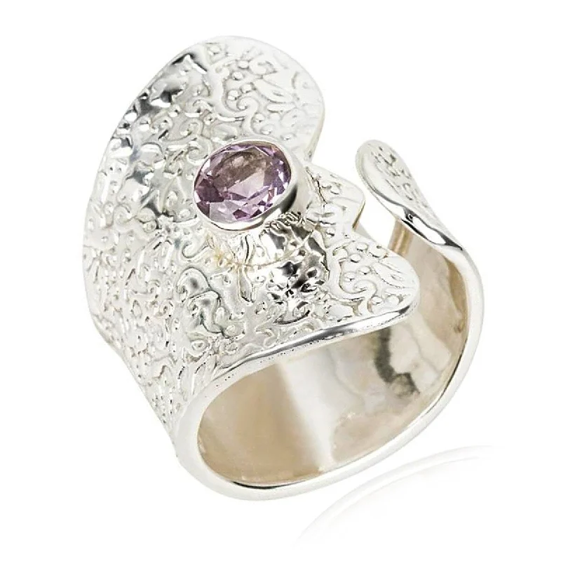 Faded patina ring-925 Sterling Silver Brazilian Amethyst Gemstone Band Ring