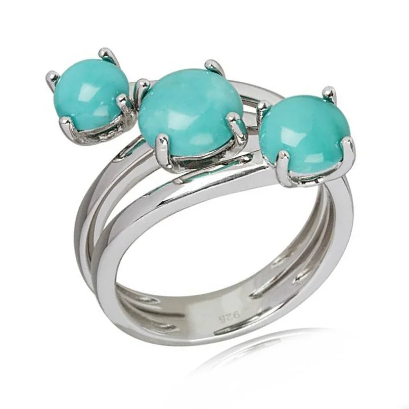 Rural craft ring-925 Sterling Silver Campitos Turquoise 3- Stone Ring