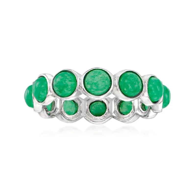 Wool wrap ring-925 Sterling Silver Dyed Green Jade Gemstone Band Ring