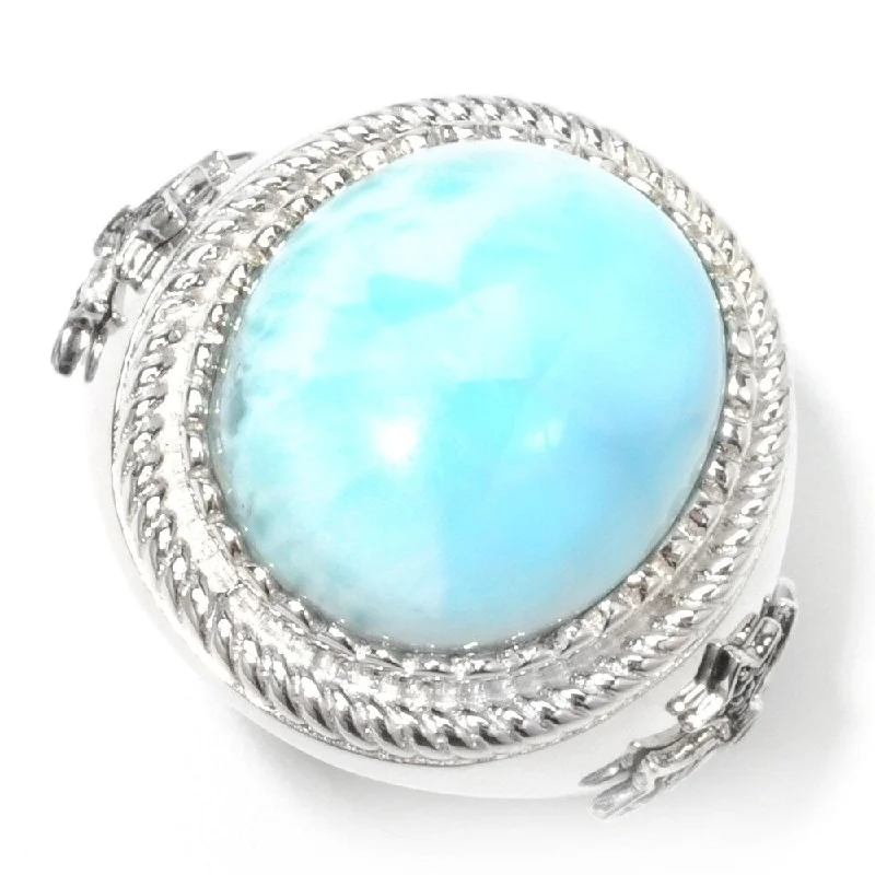 Stacked gemstone ring-925 Sterling Silver Larimar Cocktail Ring