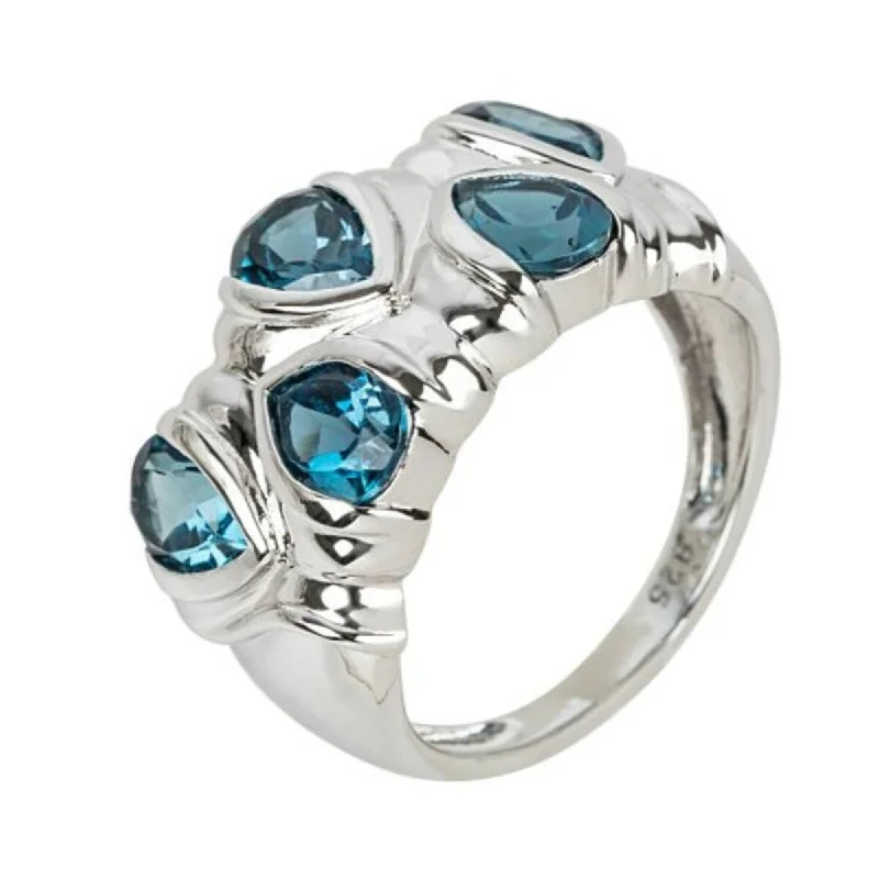 Ripple swirl ring-925 Sterling Silver London Blue Topaz Ring