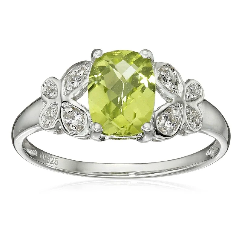 Nebula shine ring-925 Sterling Silver Peridot and Created White Sapphire Ring