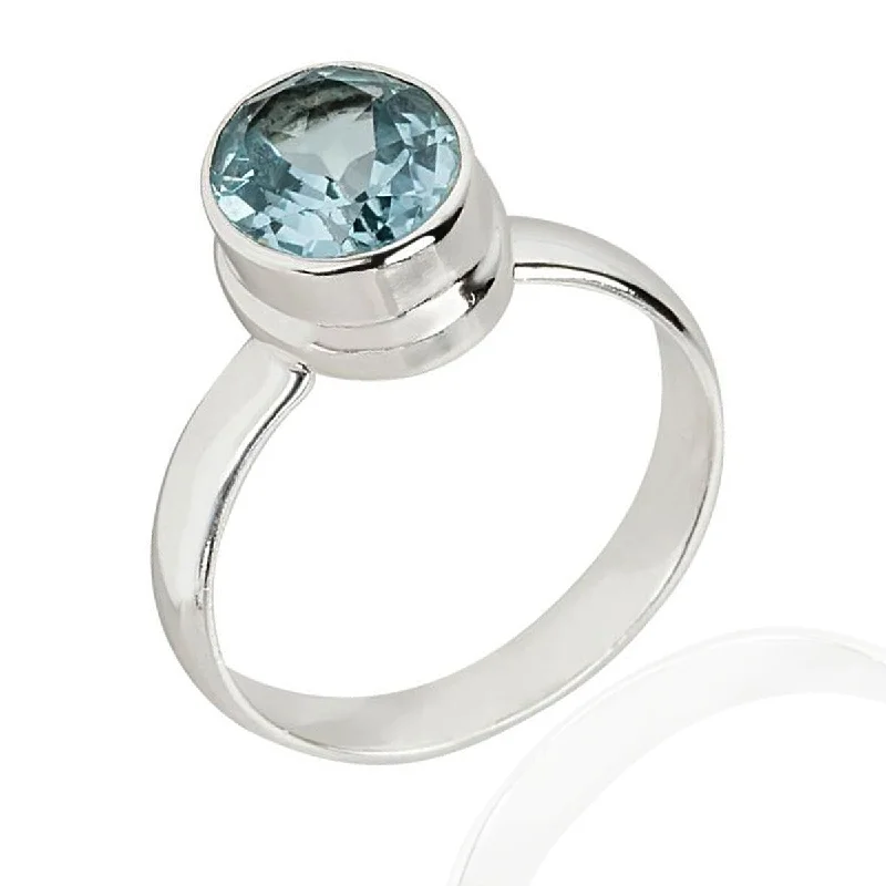 Iron forged ring-925 Sterling Silver Sky Blue Topaz Solitaire Ring