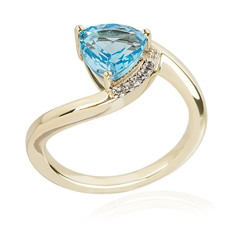 Broken gem ring-925 Sterling Silver Swiss Blue Topaz And White Natural Zircon Ring