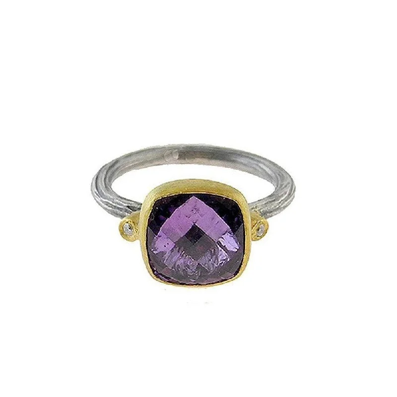 Snap hinge ring-Amethyst Ring With Diamond