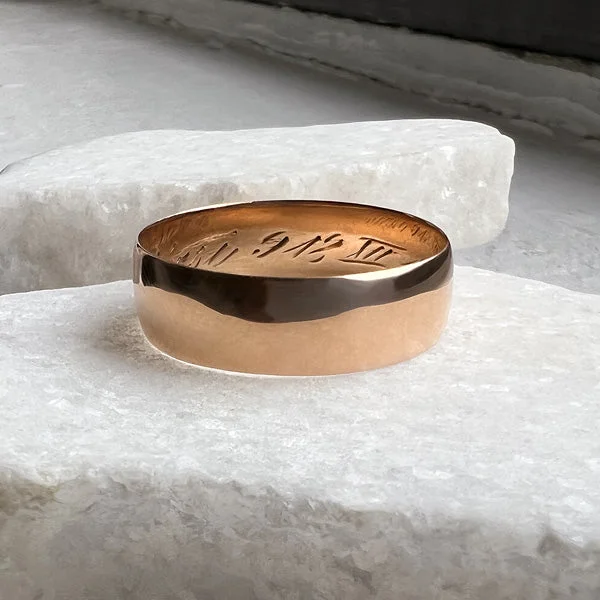 Raised layer ring-Antique Rose Gold Wedding Band, 1918, Size 11 3/4