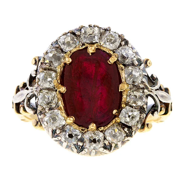 Brook pebble ring-Antique Ruby & Diamond Ring