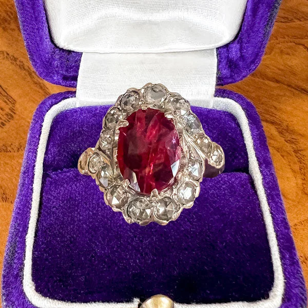 Broken gem ring-Antique Ruby & Rose Cut Diamond Ring