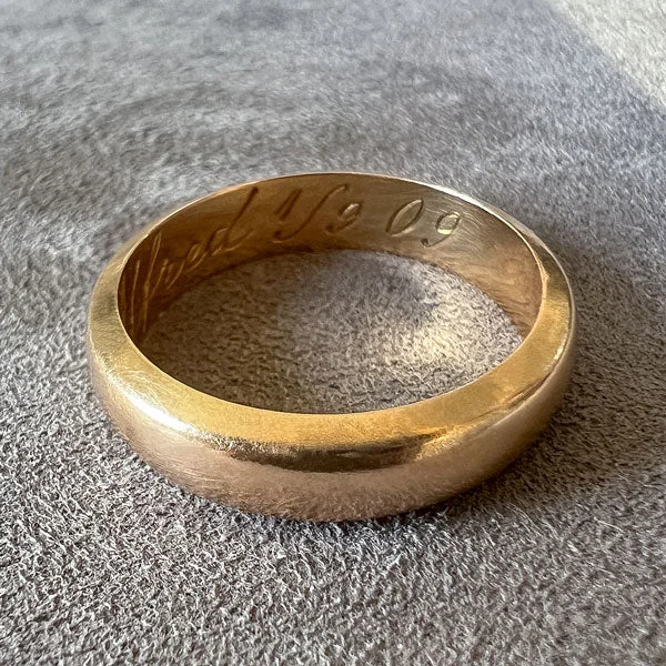 Pierced vent ring-Antique Swedish Gold Band "1909"