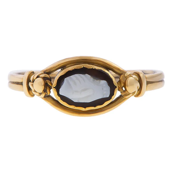 Hexagon gem ring-Antique Victorian Fede Cameo Ring