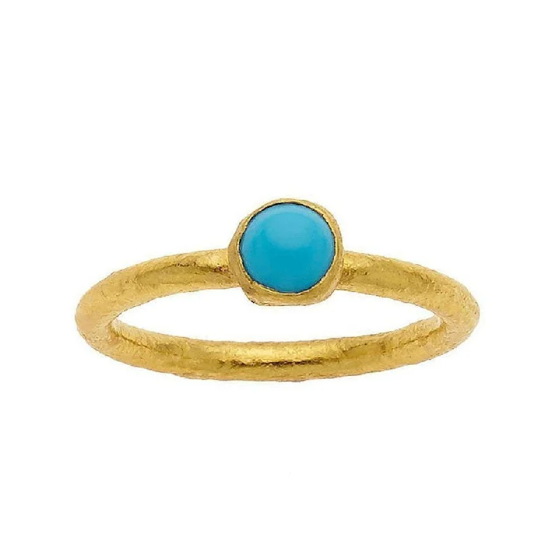 Micro gem ring-Ara 24k Gold Turquoise Stackable Ring 24k Gold