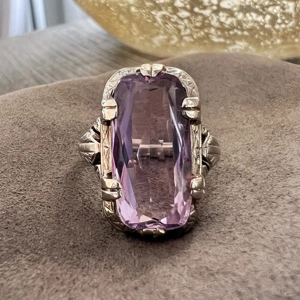 Linen strip ring-Art Deco Amethyst Ring