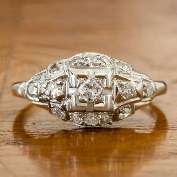 Rune mark ring-Art Deco Diamond Ring, RBC 0.10ct.