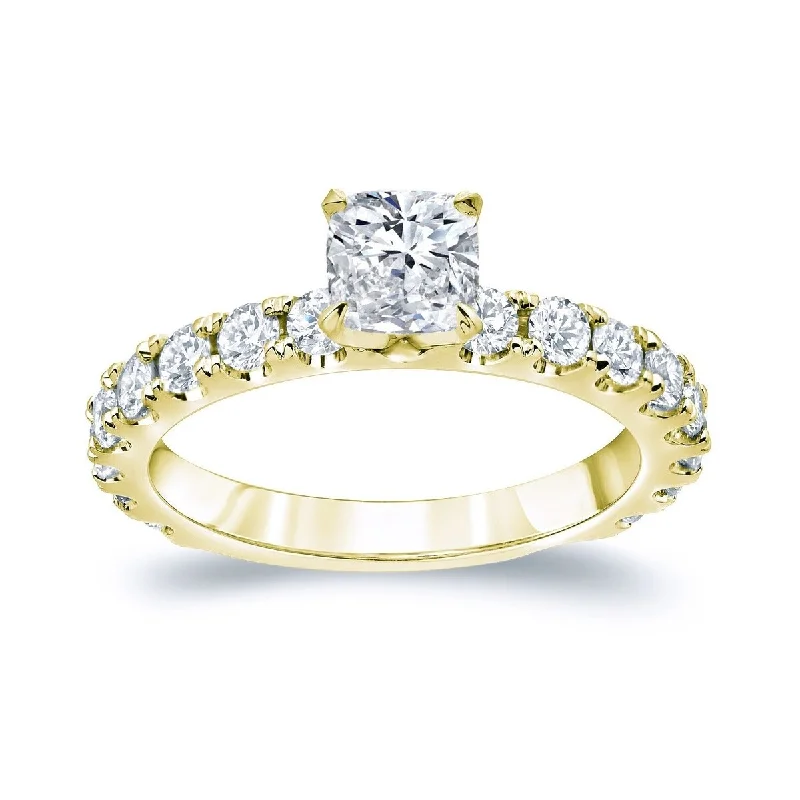 Oak husk ring-Auriya 14k Gold 1 1/2ctw Cushion-cut Diamond Engagement Ring (H-I, SI1-SI2)