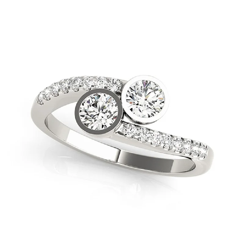 Barley stalk ring-Auriya 14k Gold 1/2 carat TW Round Bezel-set 2-Stone Diamond Engagement Ring