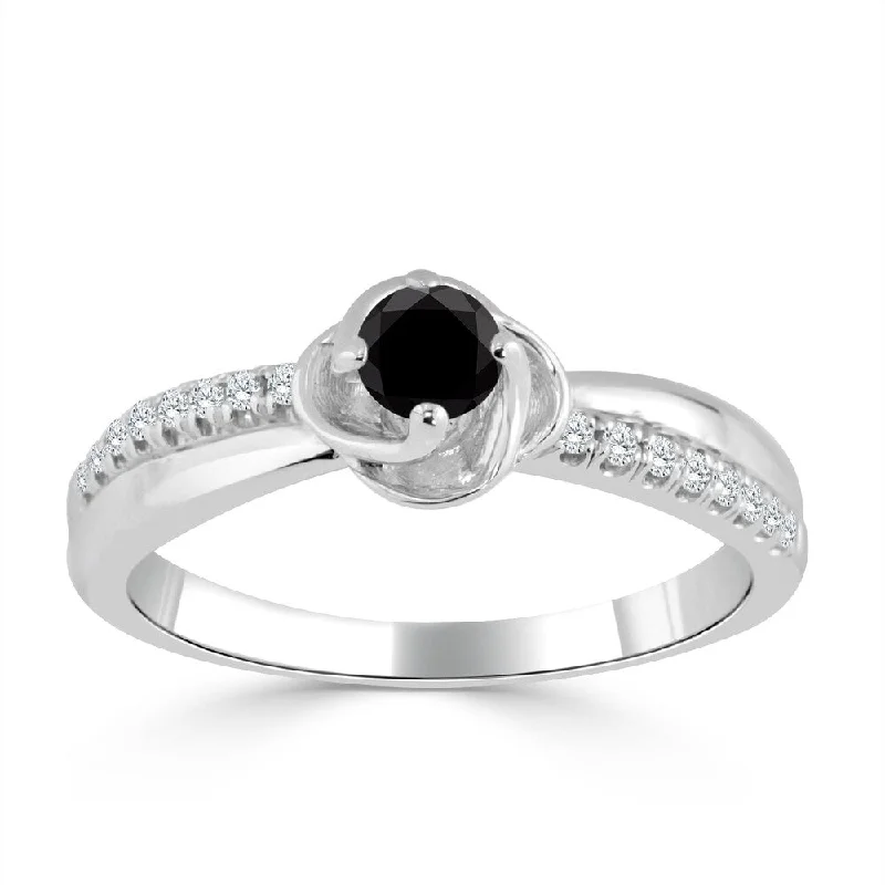 Multi-metal ring-Auriya 14k Gold 1/3ct TDW Black and White Diamond Engagement Ring