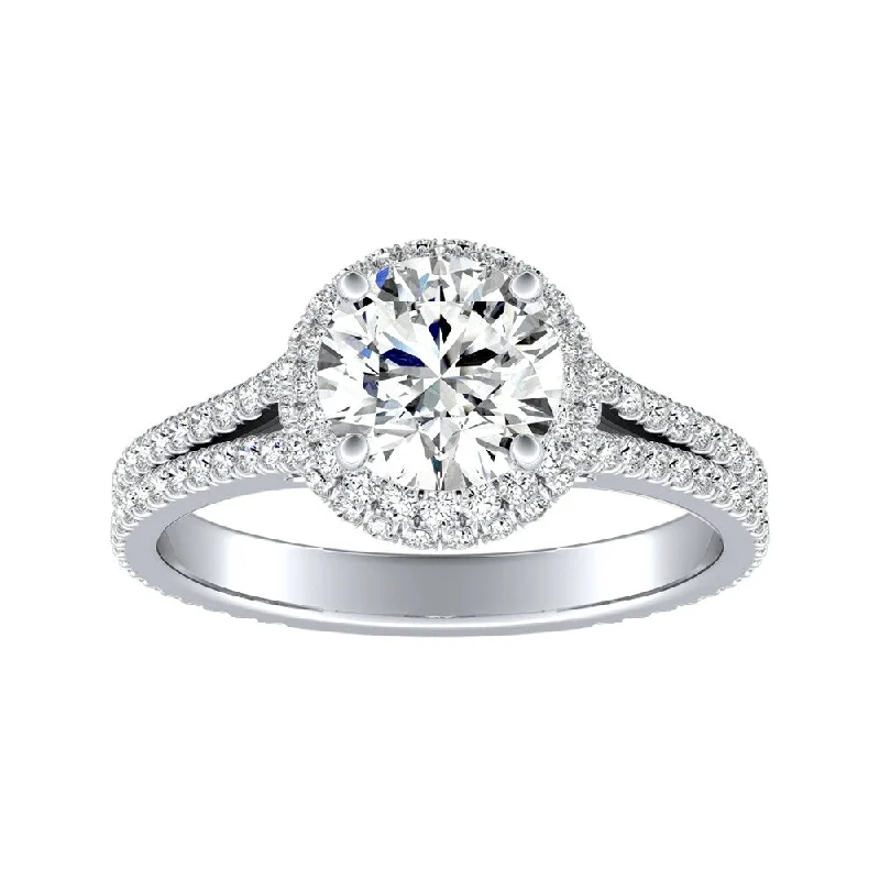 Fused grain ring-Auriya 14k Gold 1 carat TW Round Halo Diamond Engagement Ring (G-H, VS1-VS2)