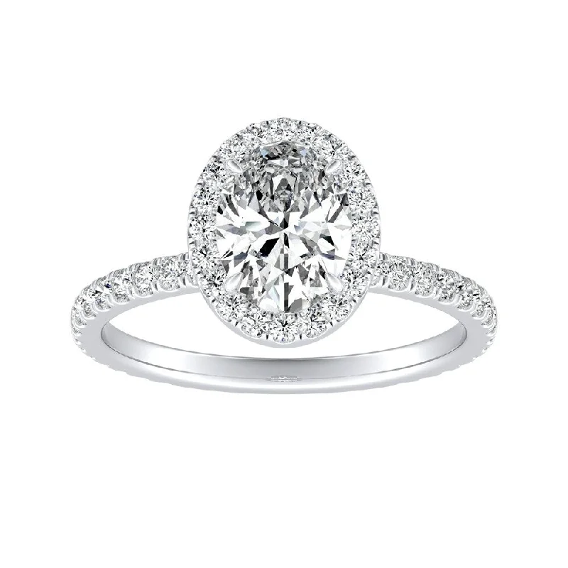 Chiseled cut ring-Auriya 14k Gold 1ctw Oval-cut Halo Diamond Engagement Ring