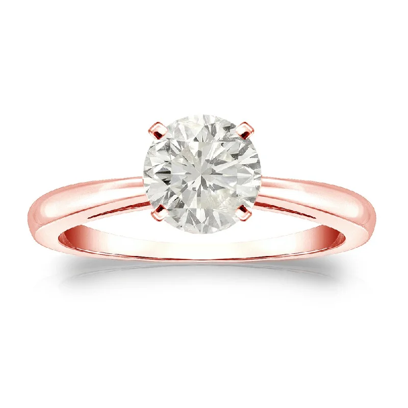 Raised layer ring-Auriya 14k Gold 1ctw Round Solitaire Diamond Engagement Ring (J-K, I1-I2)