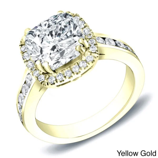 Crescent design ring-Auriya 14k Gold 2ctw Cushion-cut Halo Diamond Engagement Ring Certified