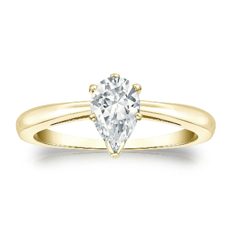 Zenith set ring-Auriya 14k Gold 3/4ctw Pear Shape Solitaire Diamond Engagement Ring (H-I, I1-I2)