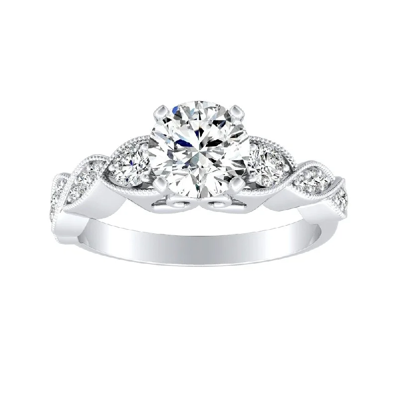 Flicker spark ring-Auriya 14k Gold Vintage Round 1 1/2ct Moissanite and 1/4ct TDW Diamond Engagement Ring (G-H, VS1-VS2)