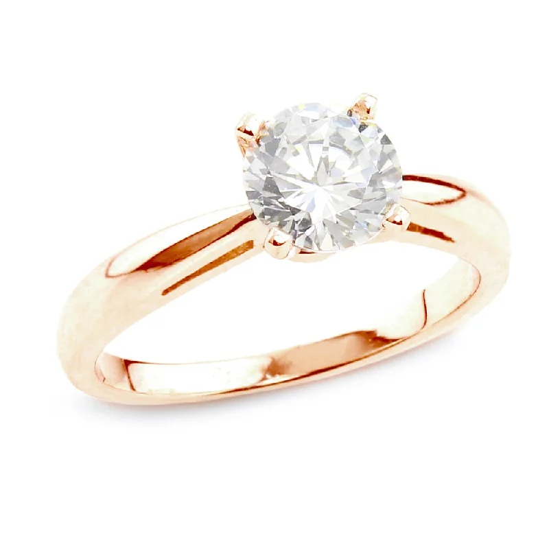 Tide pebble ring-Auriya 14k Rose Gold 3/4ctw Solitaire Diamond Engagement Ring Certified