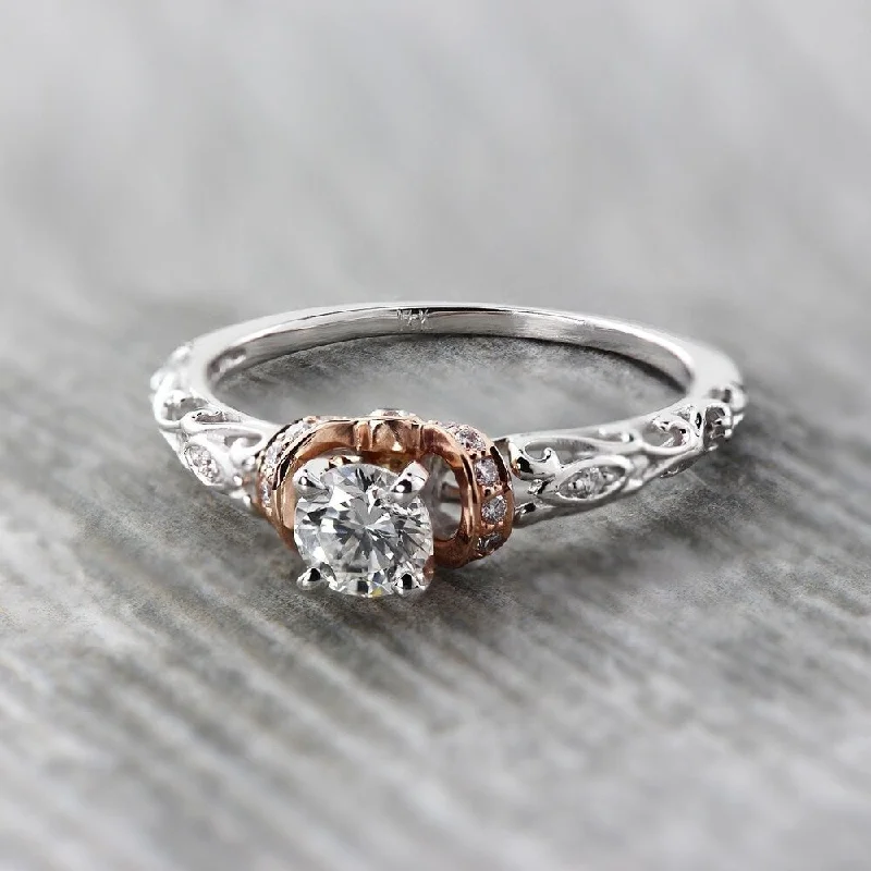 Peak gem ring-Auriya 14k Two-Tone Gold 1/2ctw Vintage Solitaire Diamond Engagement Ring