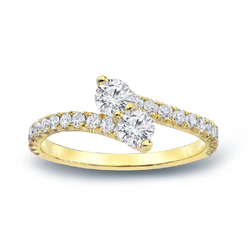 Luminous set ring-Auriya 3/4ct TDW Round Two Stone Diamond Engagement Ring 14k Gold (H-I, SI1-SI2)