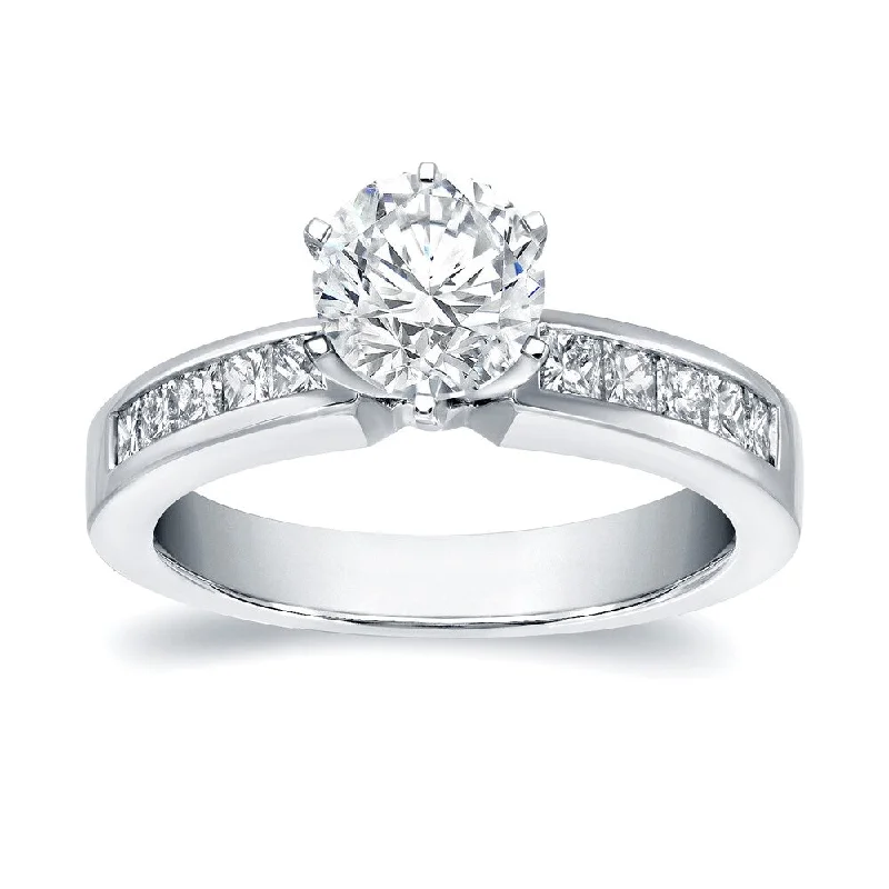 Moor grass ring-Auriya 6-Prong 1 1/4ct TDW Round Diamond Engagement Ring 14k White Gold