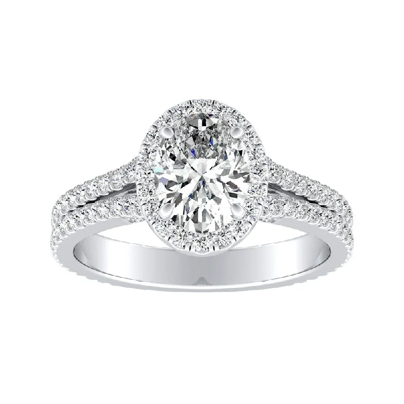 Quartz grit ring-Auriya Platinum 1 1/10ctw Oval-cut Halo Diamond Engagement Ring (I-J, I1-I2)