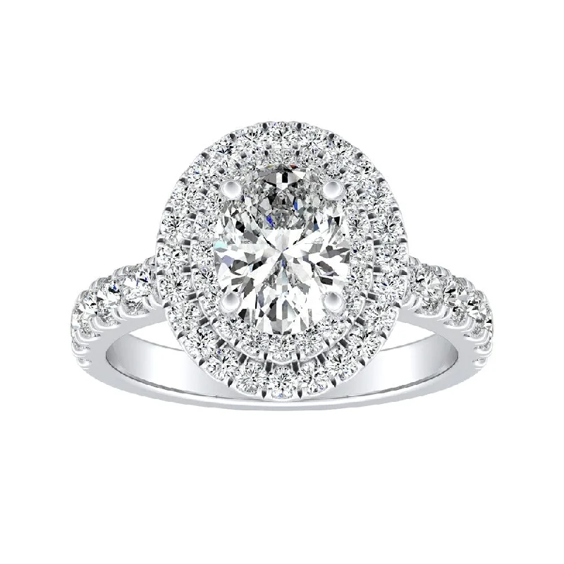 Recycled relic ring-Auriya Platinum 1 1/2ctw Oval-cut Halo Diamond Engagement Ring (I-J, I1-I2)