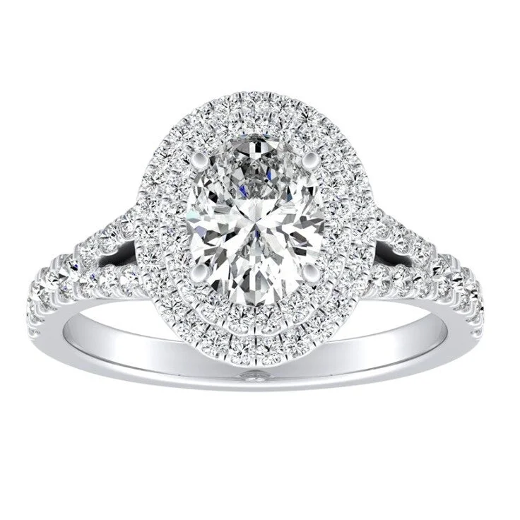 Pierced vent ring-Auriya Platinum 1 1/2ctw Oval Shape Halo Diamond Engagement Ring