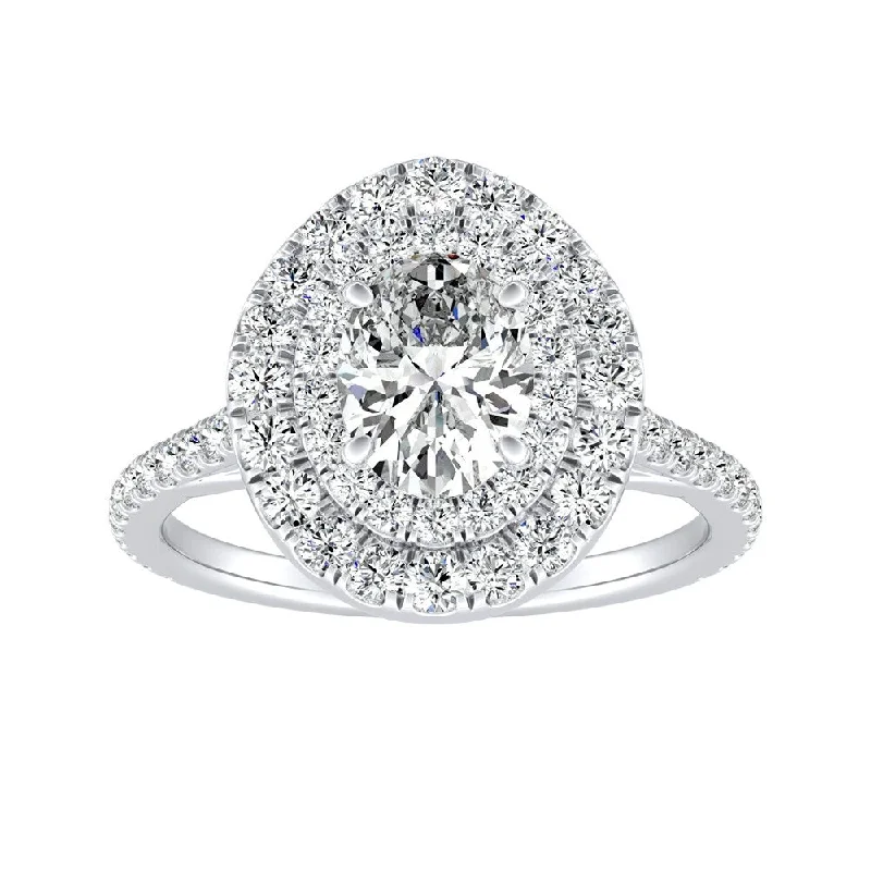 Snap hinge ring-Auriya Platinum 1 1/4ctw Double Halo Oval Diamond Engagement Ring (H-I, SI1-SI2)