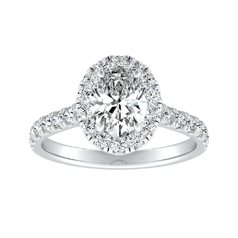 Zenith set ring-Auriya Platinum 1 5/8ctw Classic Oval-cut Halo Diamond Engagement Ring (H-I, SI1-SI2)