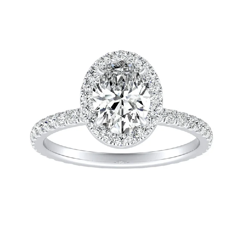 Fossil fragment ring-Auriya Platinum 1 5/8ctw Oval-cut Halo Diamond Engagement Ring (H-I, SI1-SI2)