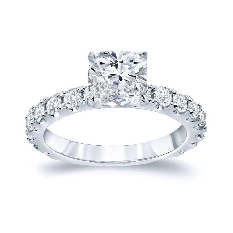 Twilight gray ring-Auriya Platinum 2 1/2ctw Cushion-cut Diamond Engagement Ring Certified (H-I, SI1-SI2)