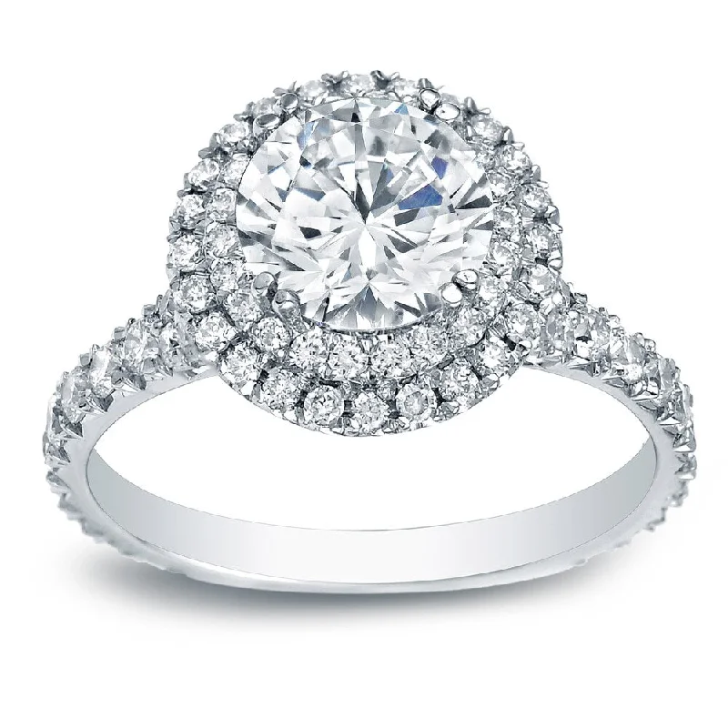 Woven cord ring-Auriya Platinum 2 carat TW Double Halo Diamond Engagement Ring