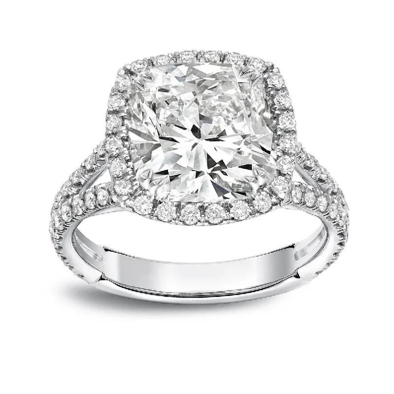 Tribal mark ring-Auriya Platinum 4 1/3ctw Cushion-cut Halo Diamond Engagement Ring Certified (K-L, VS1-VS2)