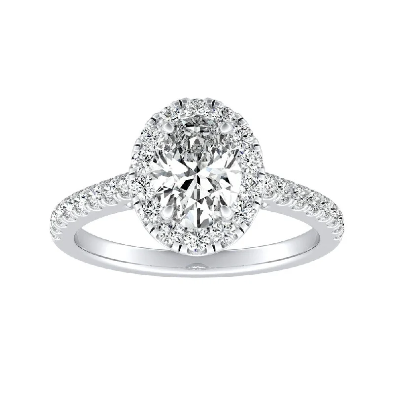 Luminous set ring-Auriya Platinum 9/10ctw Oval-cut Halo Diamond Engagement Ring (H-I, SI1-SI2)