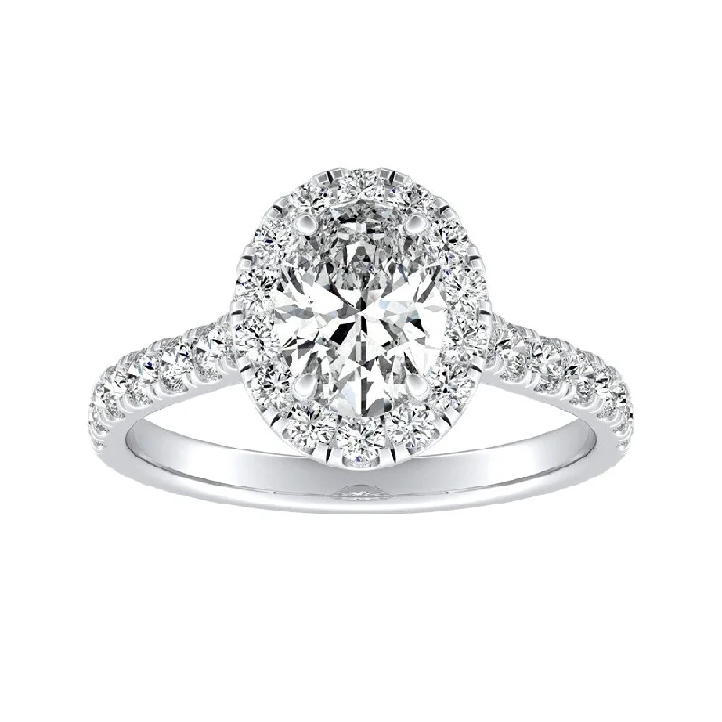 Folded rim ring-Auriya Platinum Classic Oval-cut 1cttw Halo Diamond Engagement Ring (I-J, I1-I2)