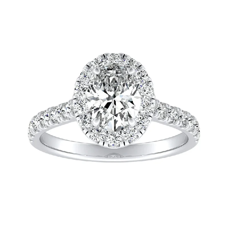 Multi-metal ring-Auriya Platinum Classic Oval-cut 7/8cttw Halo Diamond Engagement Ring (H-I, SI1-SI2)