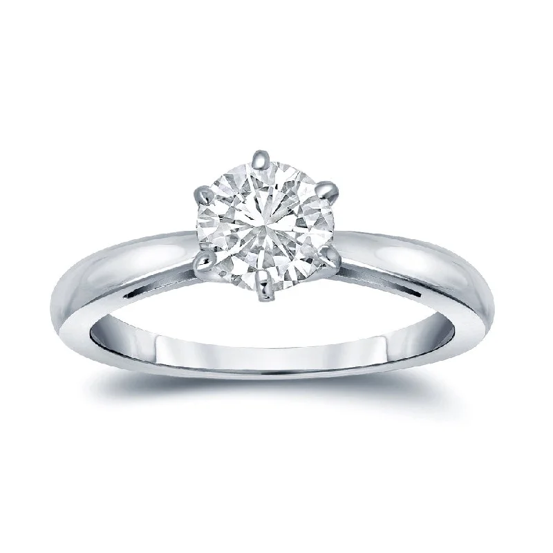 Tattered rim ring-Auriya Platinum GIA Certified 2.25ct TDW Round 6-Prong Solitaire Diamond Engagement Ring